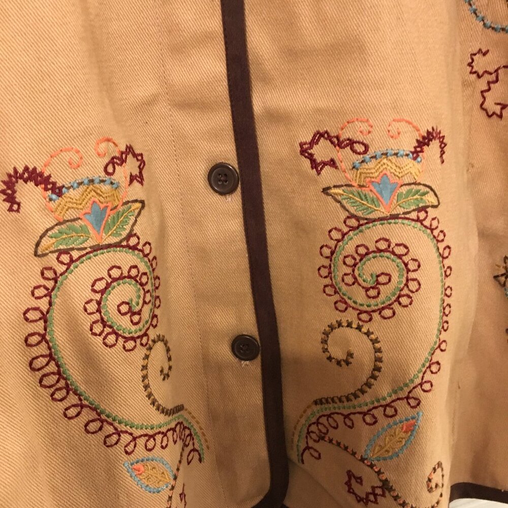 Denim & Co. Tan Embroidered Jacket - Picture 3 of 6